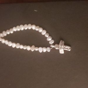 Silpada pearl and silver cross necklace